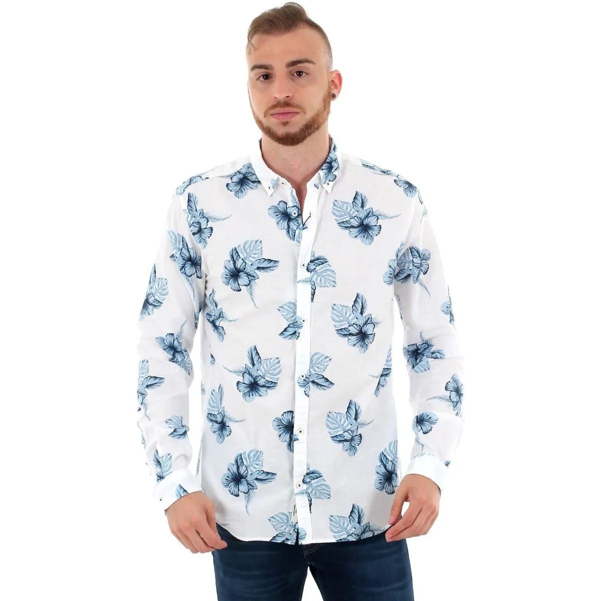 12151589 JPRSUMMER L/S BD WHITE SLIM FIT