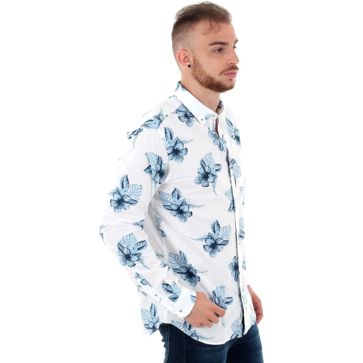 12151589 JPRSUMMER L/S BD WHITE SLIM FIT