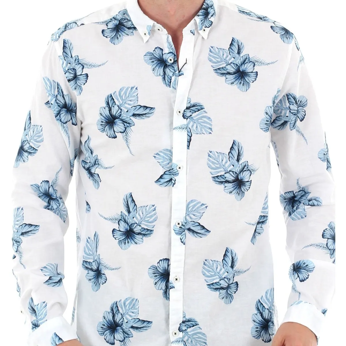 12151589 JPRSUMMER L/S BD WHITE SLIM FIT