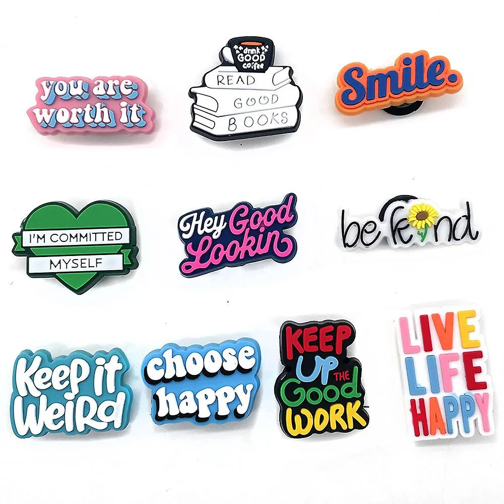 20pcs Set Inspirational Letter Hole Shoes Flower Decorative Buckle Pvc Personality Soft Rubber DIY Garden Shoes Accessories Acce