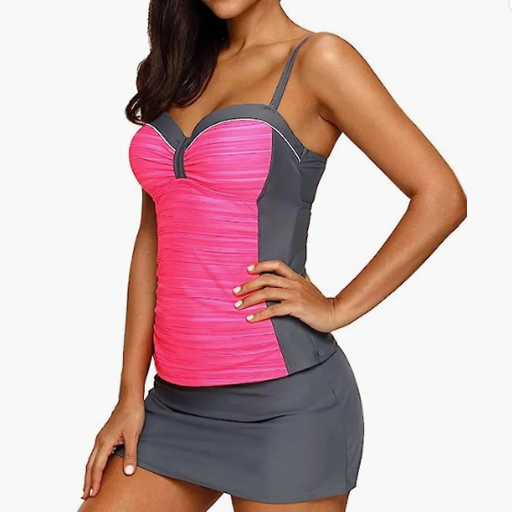 Bademode Tankini Set Damen Ruched Push Up Mit Gut Elastischl