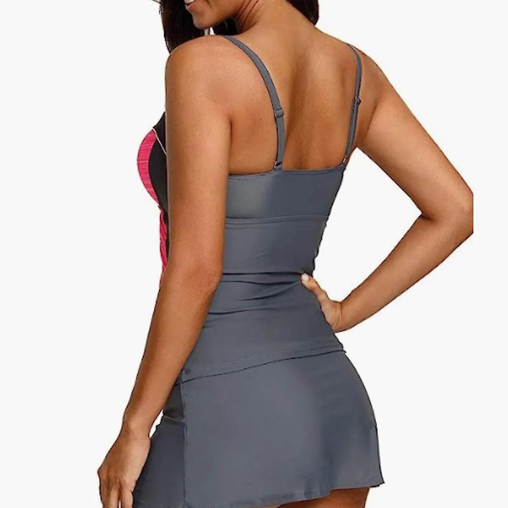 Bademode Tankini Set Damen Ruched Push Up Mit Gut Elastischl