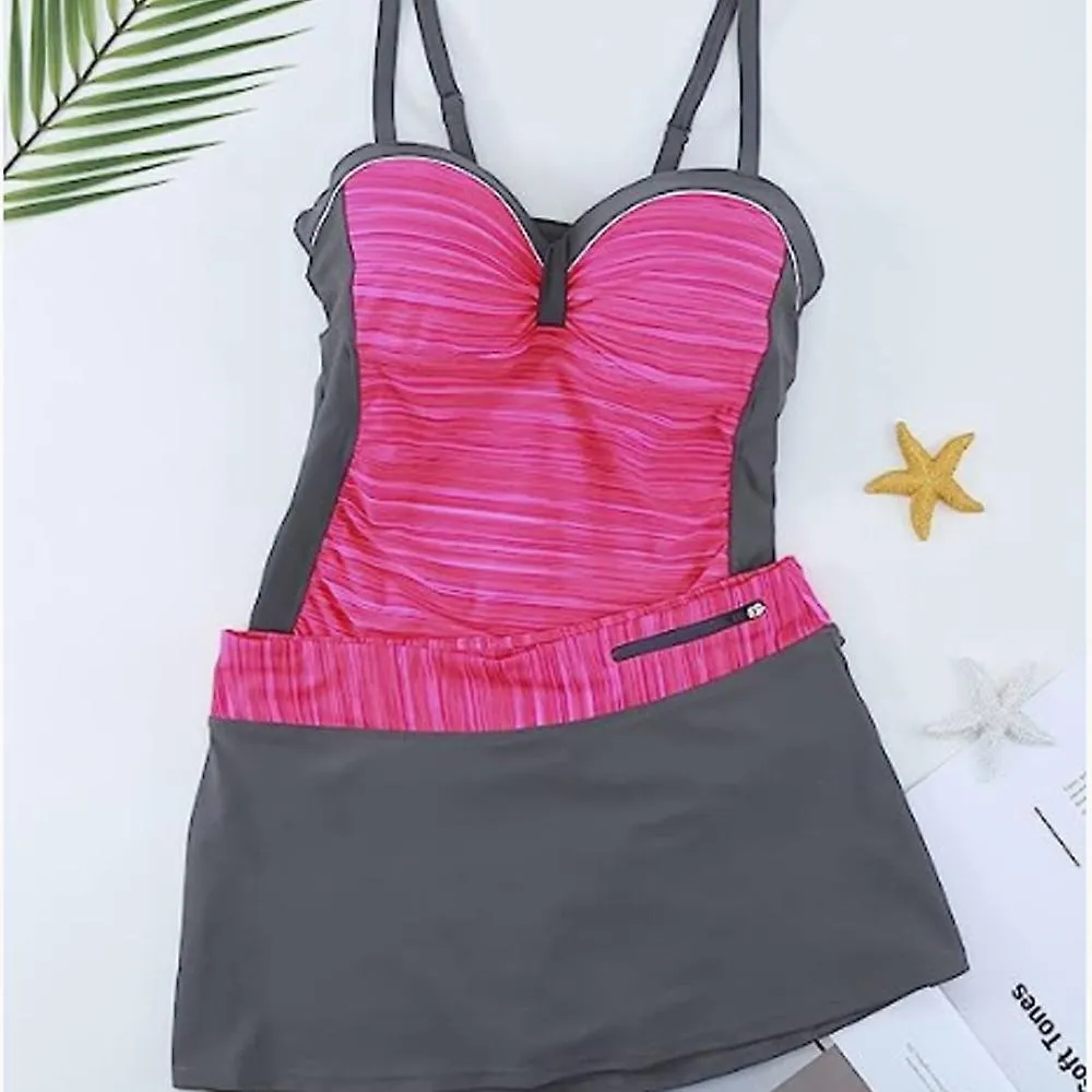 Bademode Tankini Set Damen Ruched Push Up Mit Gut Elastischl