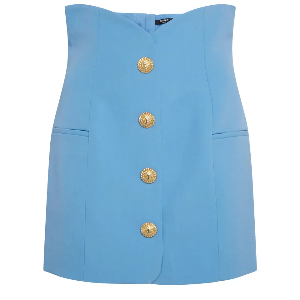 Balmain Women Tulip Skirt In Light Blue