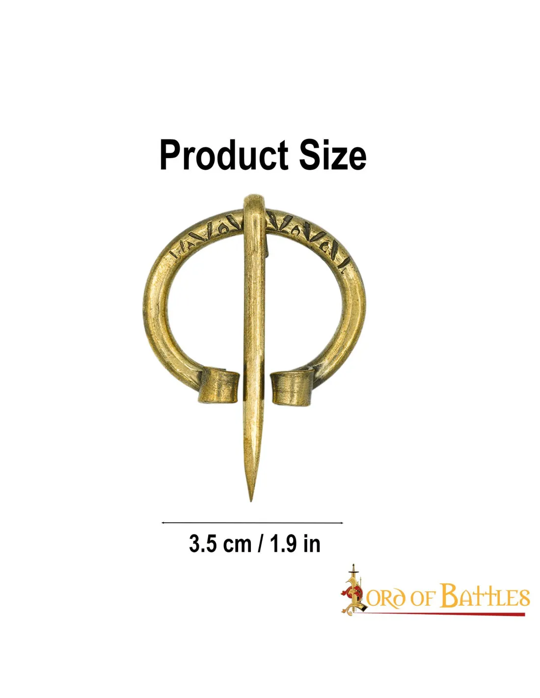 Broche vikingo de latón, 3,5 cm.