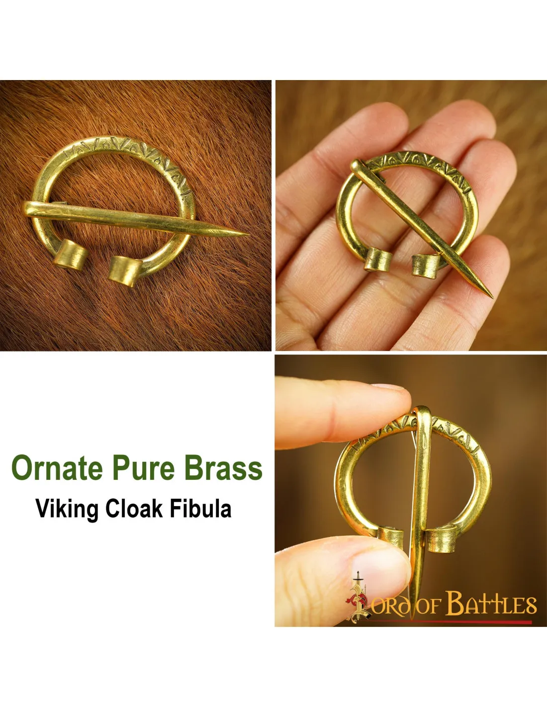 Broche vikingo de latón, 3,5 cm.