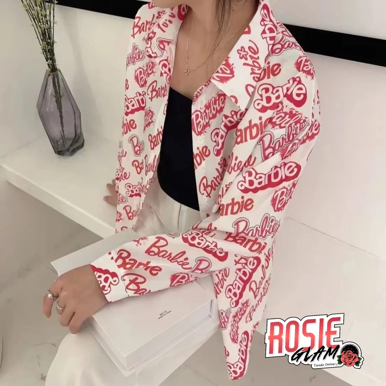 CAMISA BARBIE LETRAS  ROSIEGLAM
