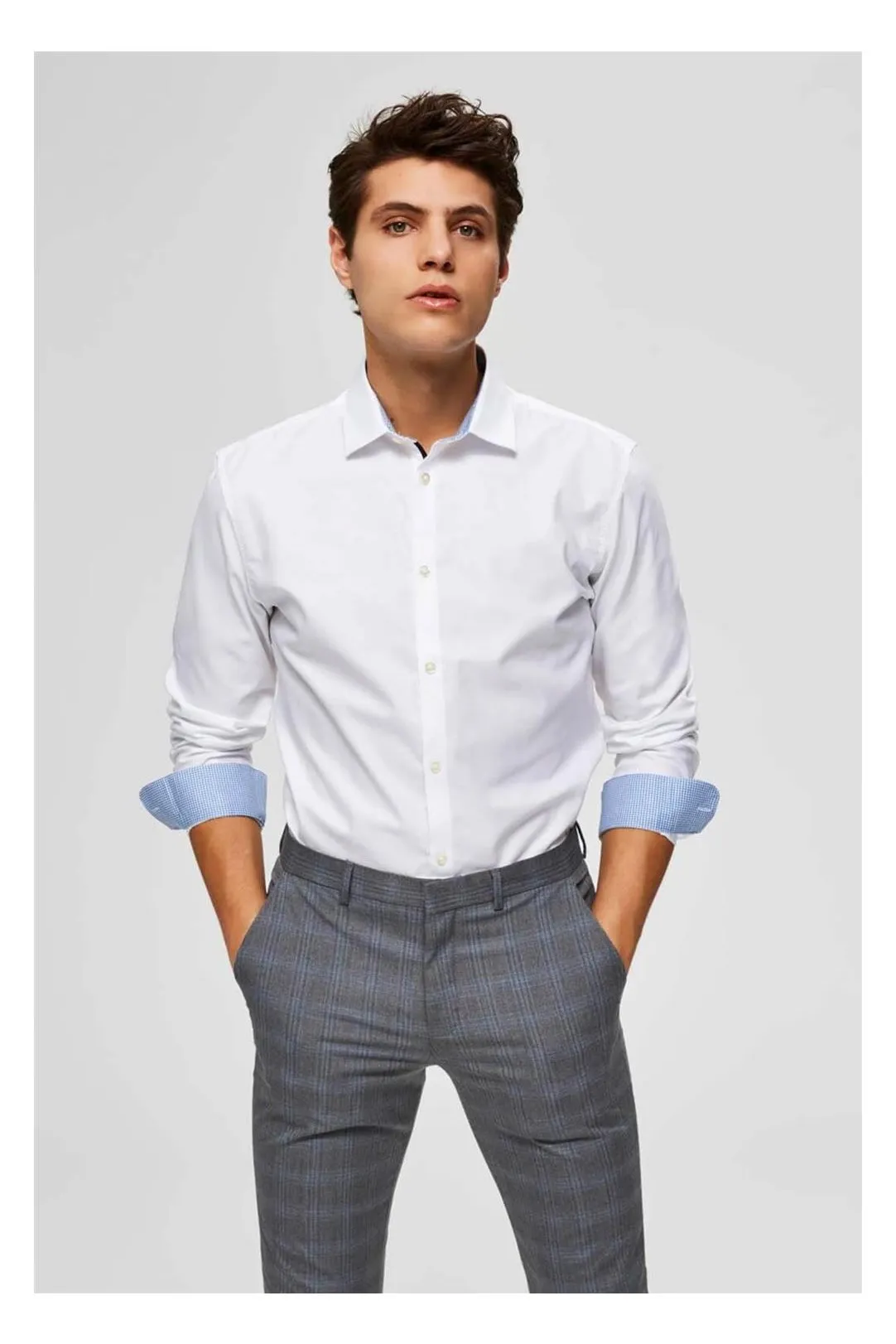 CAMISA RAYAS HOMBRE SLHSLIMMEW BLANCO