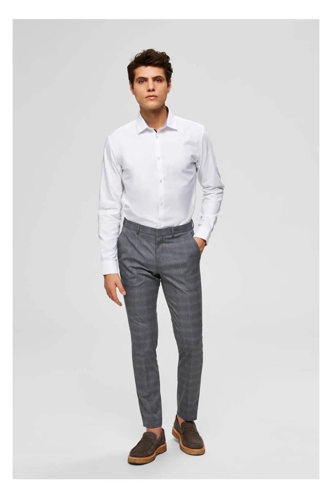 CAMISA RAYAS HOMBRE SLHSLIMMEW BLANCO