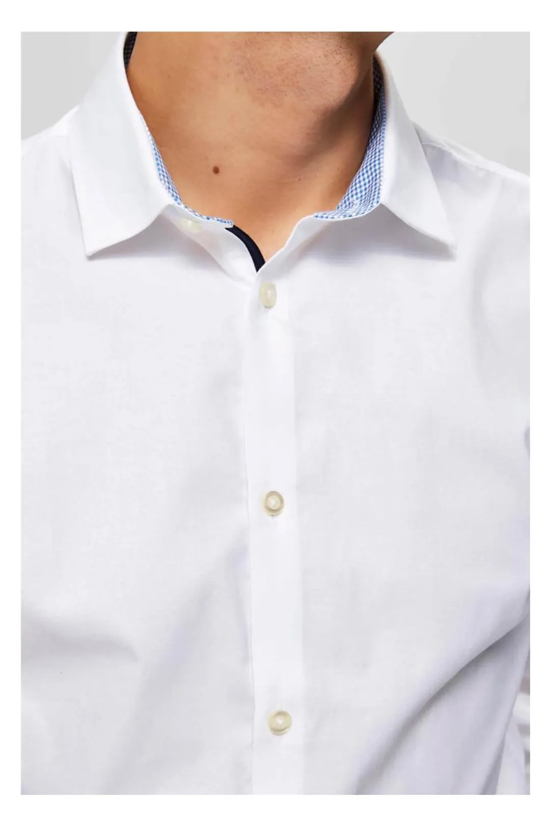 CAMISA RAYAS HOMBRE SLHSLIMMEW BLANCO