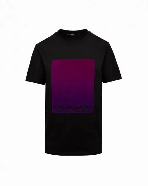 CAMISETA KARL LAGERFELD FLOCKPRINT ADRESS LOGO 230W1783 NEGRO