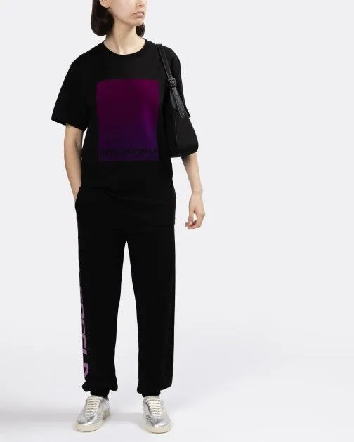 CAMISETA KARL LAGERFELD FLOCKPRINT ADRESS LOGO 230W1783 NEGRO