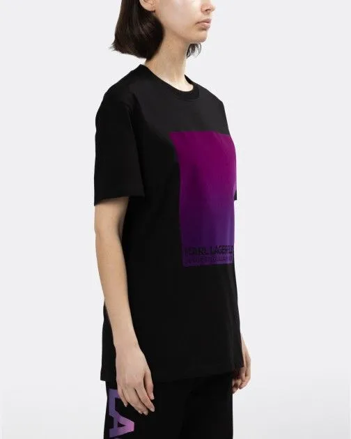 CAMISETA KARL LAGERFELD FLOCKPRINT ADRESS LOGO 230W1783 NEGRO