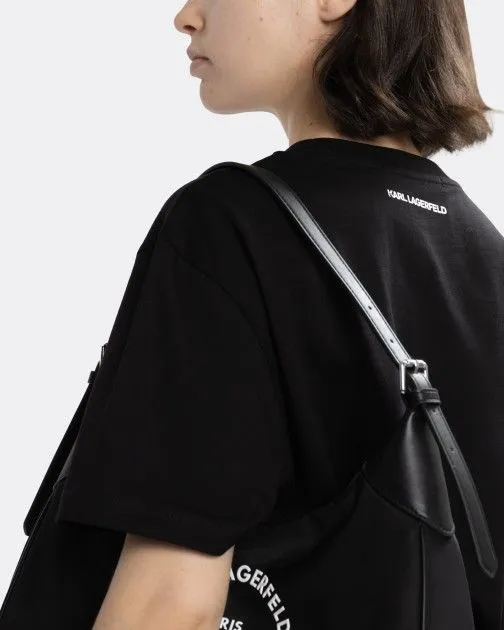 CAMISETA KARL LAGERFELD FLOCKPRINT ADRESS LOGO 230W1783 NEGRO