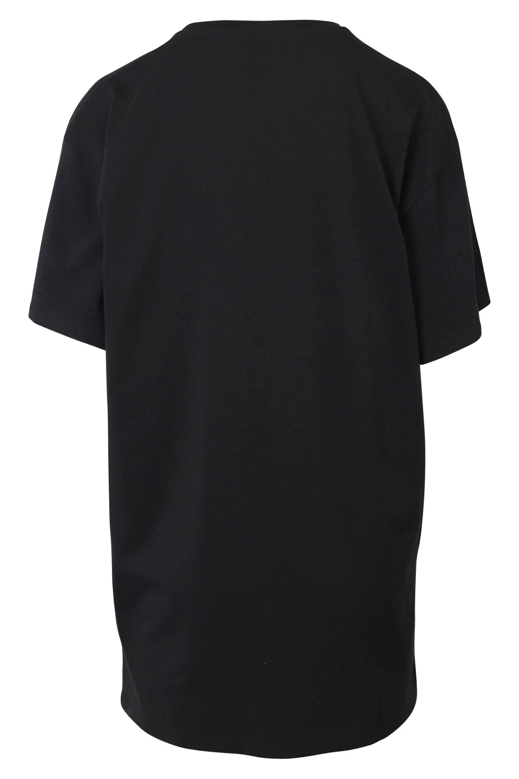 Camiseta maxi negra con minilogo dorado en strass