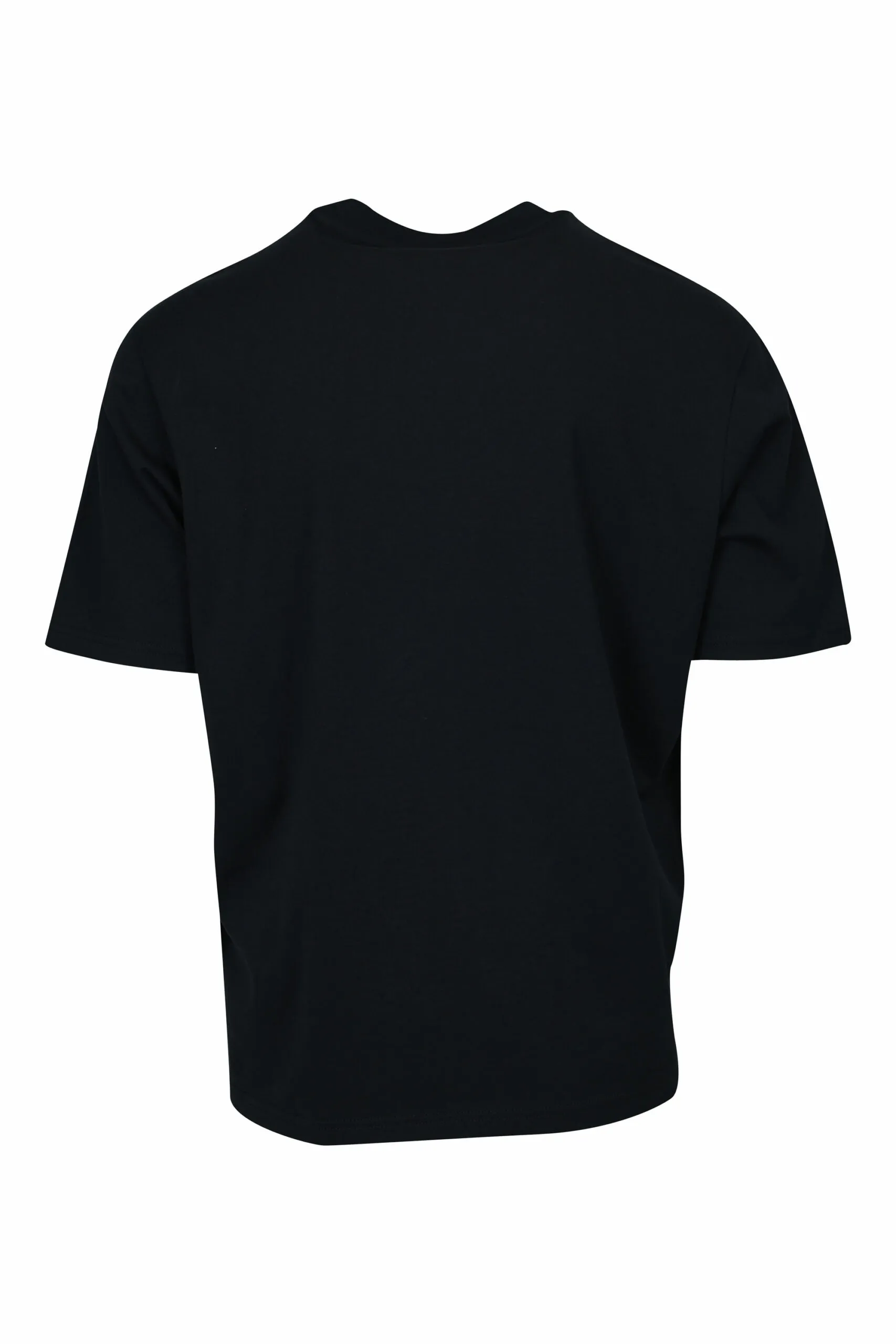 Camiseta negra con estampado hojas y maxilogo 