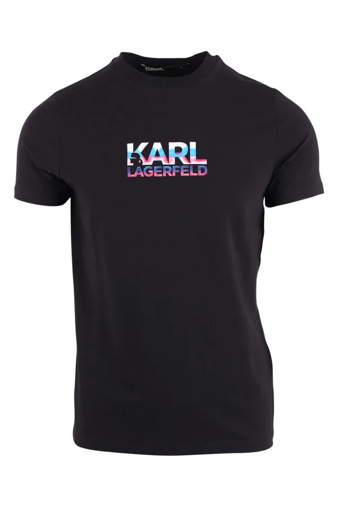 Camiseta negra con logo efecto holograma