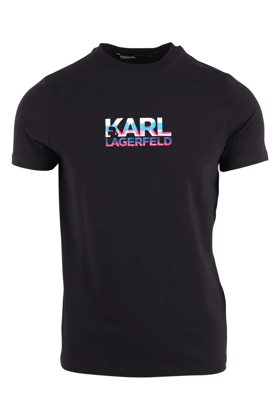 Camiseta negra con logo efecto holograma