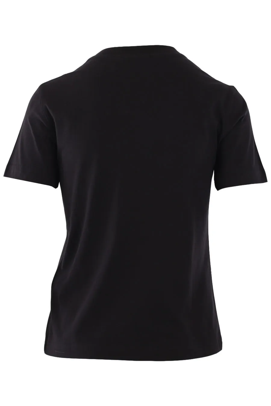 Camiseta negra con logo multicolor centro