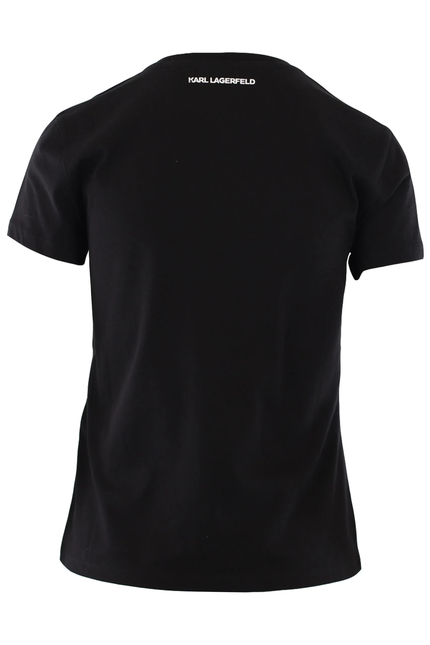 Camiseta negra con logo multicolor de goma