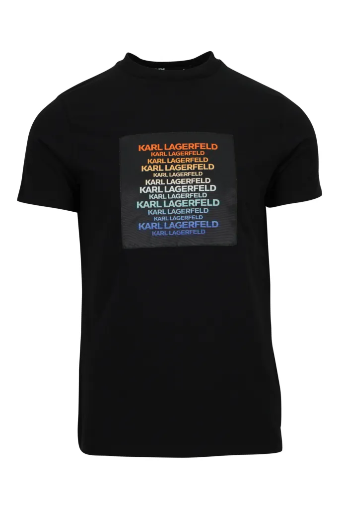 Camiseta negra con maxilogo en degradé