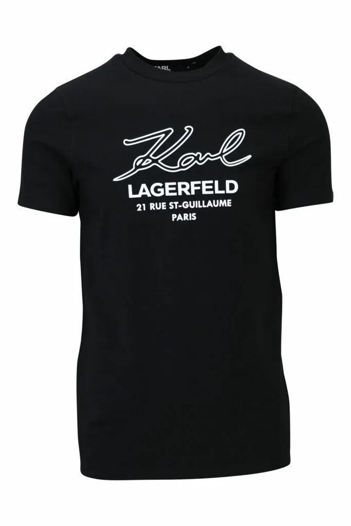Camiseta negra con maxilogo firma delineado 