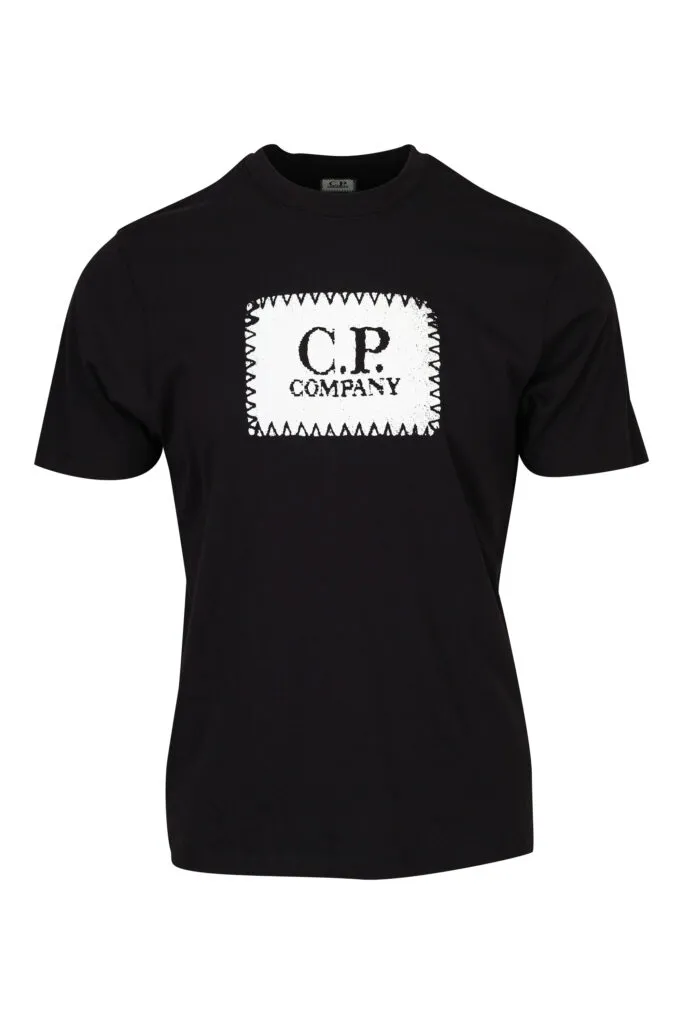 Camiseta negra con maxilogo gráfico parche 
