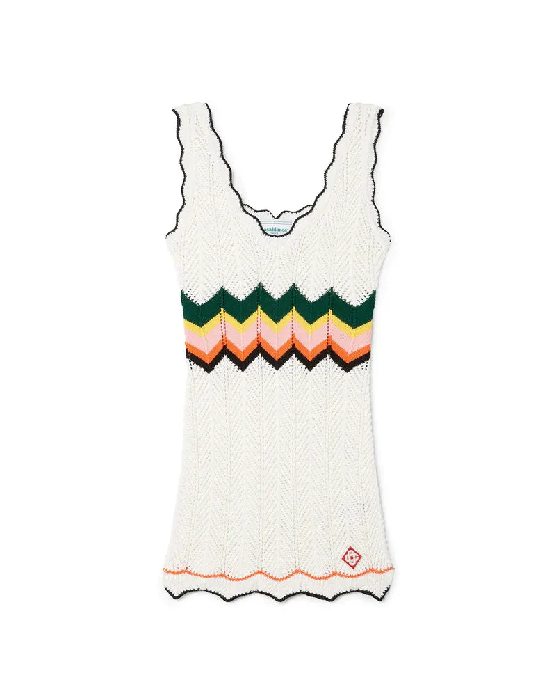 Casablanca Women Chevron Lace Dress White/ Multi