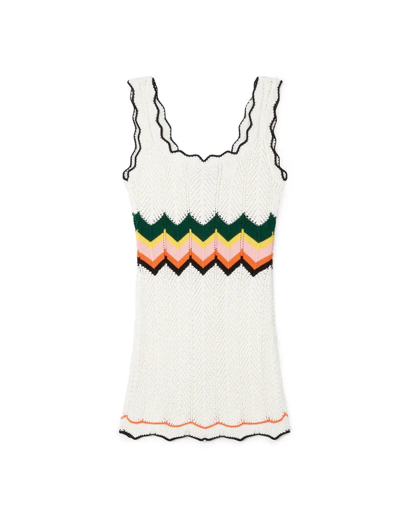 Casablanca Women Chevron Lace Dress White/ Multi