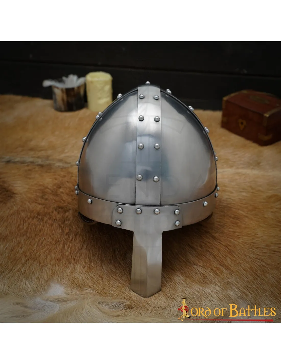 Casco vikingo con nasal Spanghelm, con forro cuero