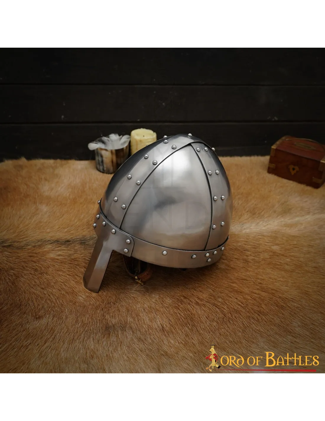 Casco vikingo con nasal Spanghelm, con forro cuero