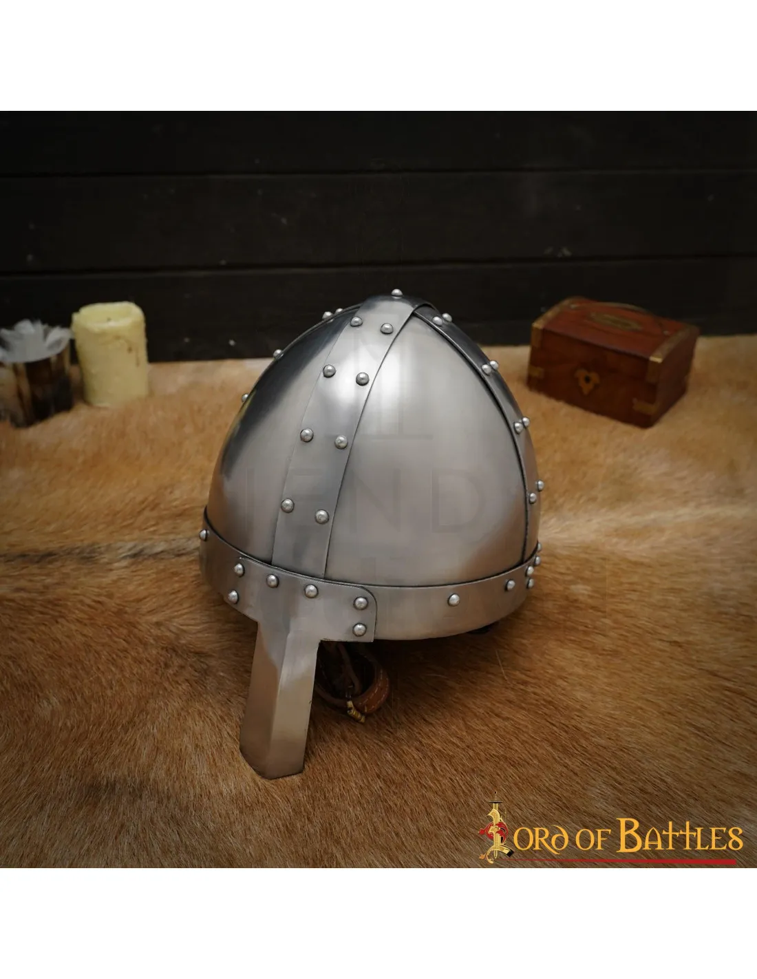 Casco vikingo con nasal Spanghelm, con forro cuero