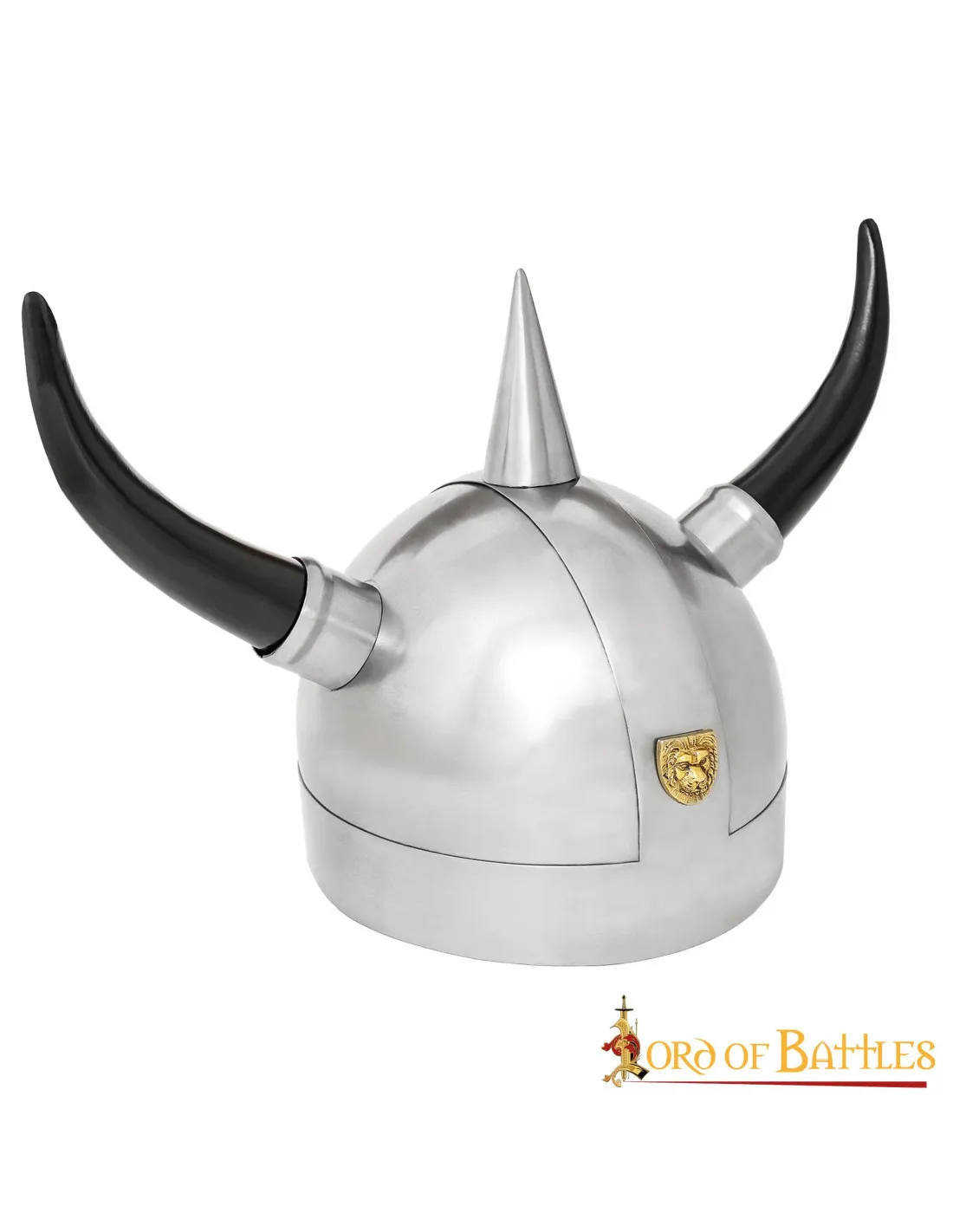 Casco vikingo, en acero, con cuernos