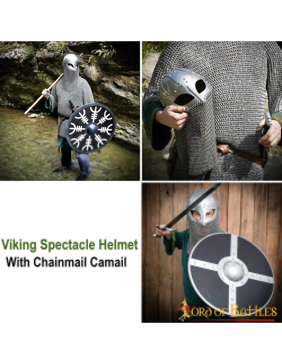 Casco vikingo Spanghelm con anteojos y cota de malla