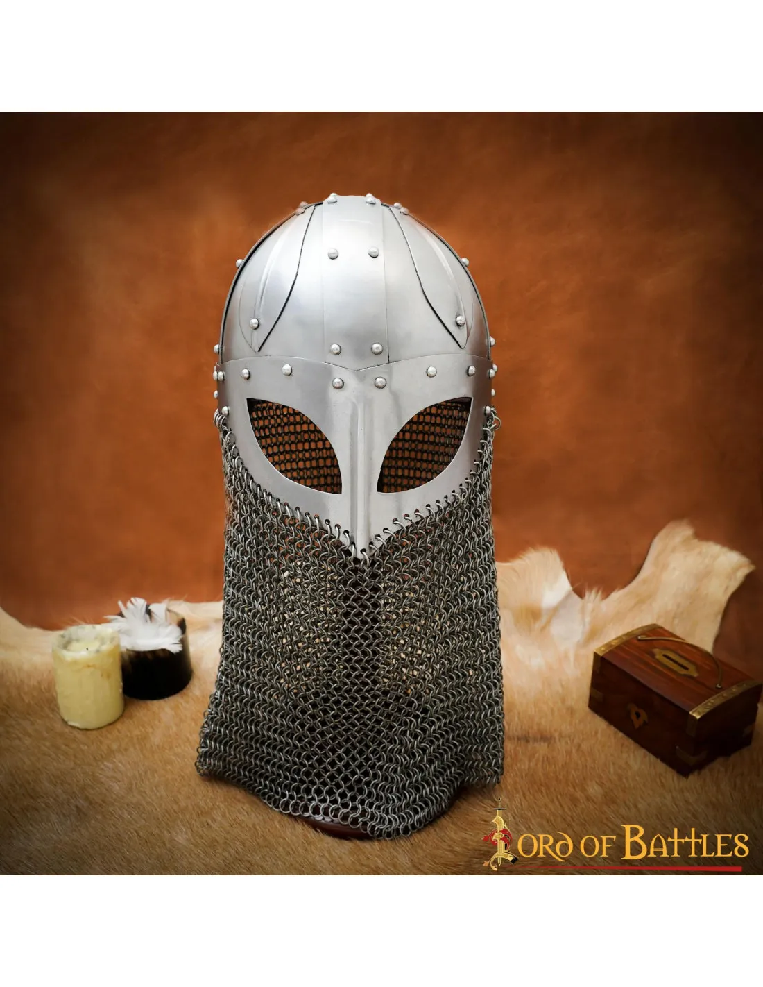 Casco vikingo Spanghelm con anteojos y cota de malla