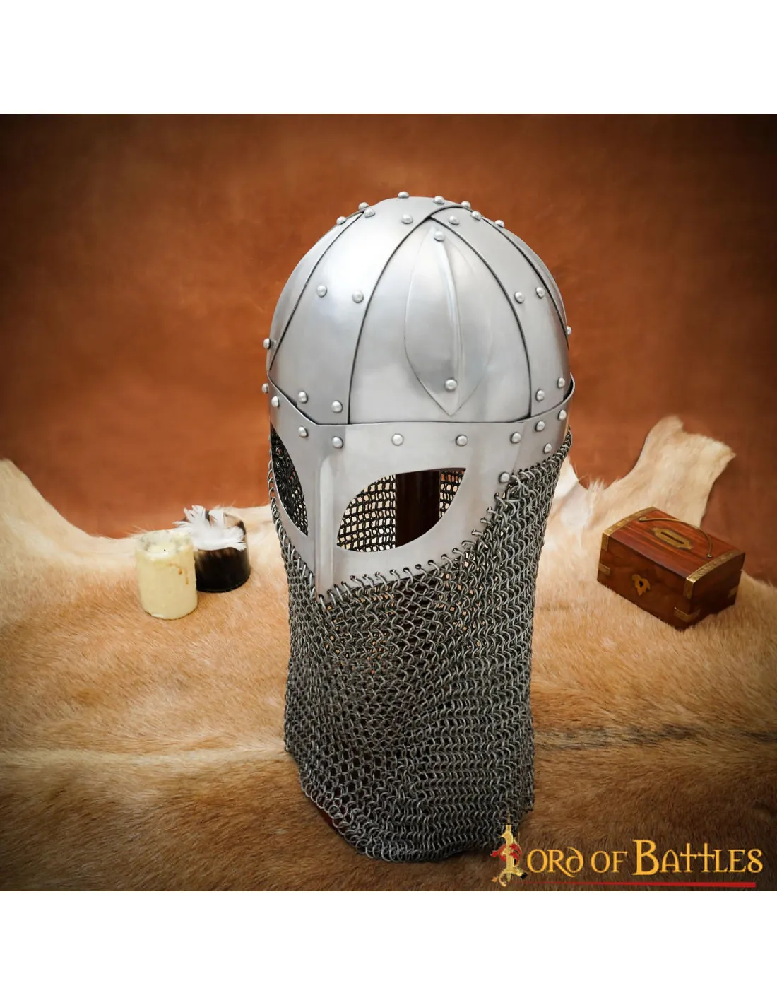 Casco vikingo Spanghelm con anteojos y cota de malla