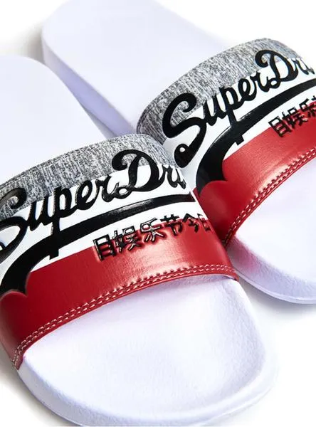 chanclas superdry logo pool blanco hombre