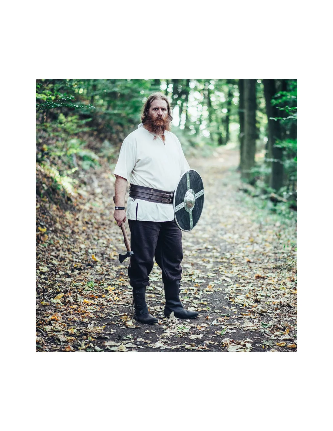 Cinturón robusto tipo vikingo modelo Sif, marrón oscuro