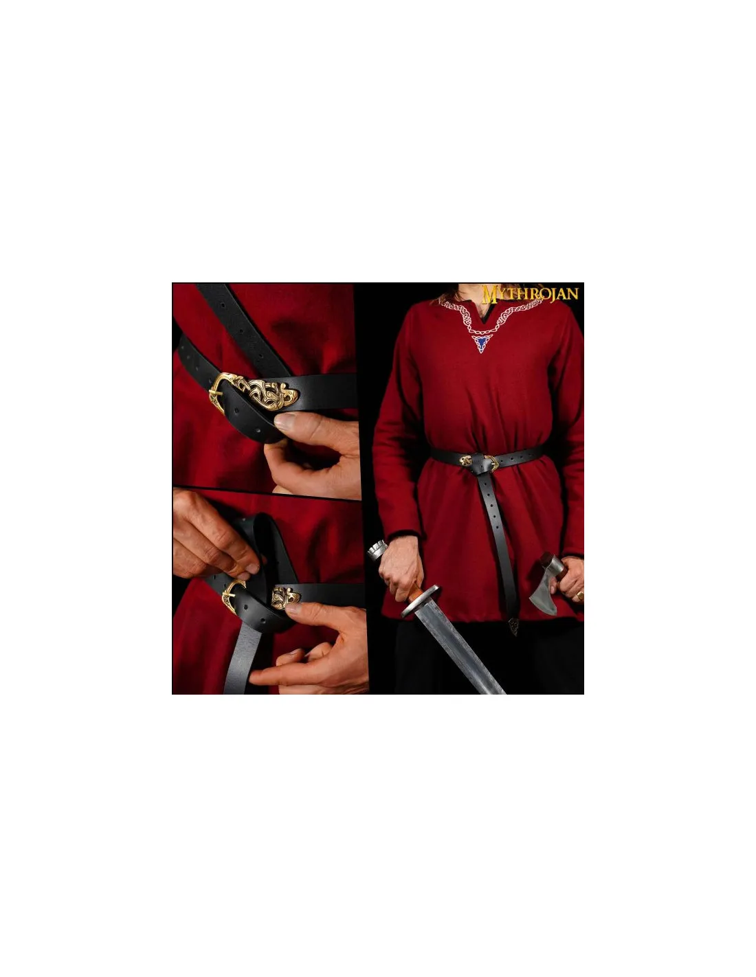 Cinturón vikingo cuero Serpiente de Midgard, para niños