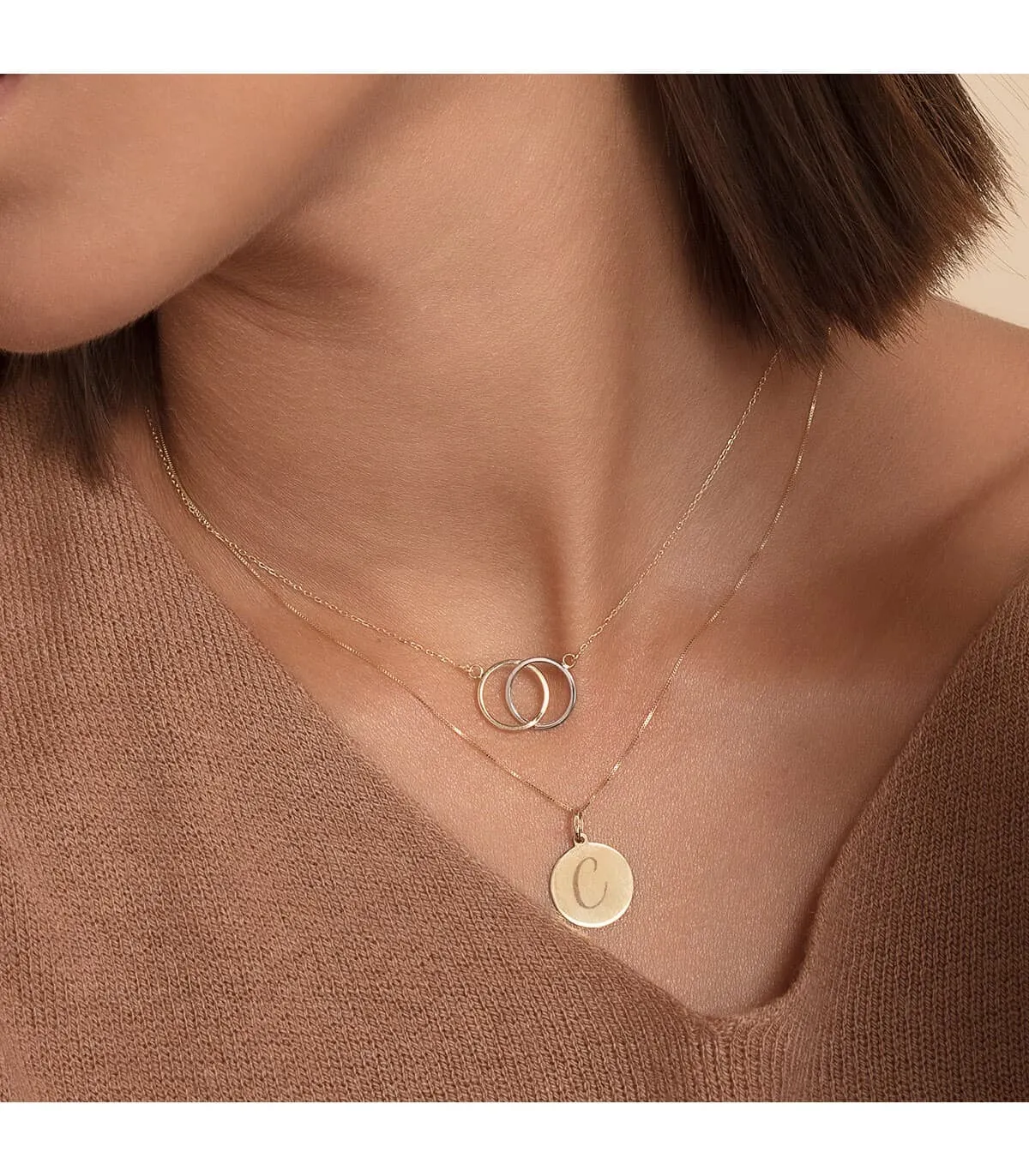 Collar Alianzas Entrelazadas Oro bicolor 18K