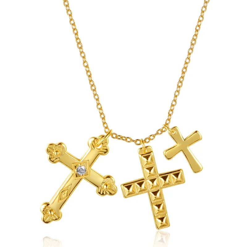 Collar Plata 3 Cruces Gold