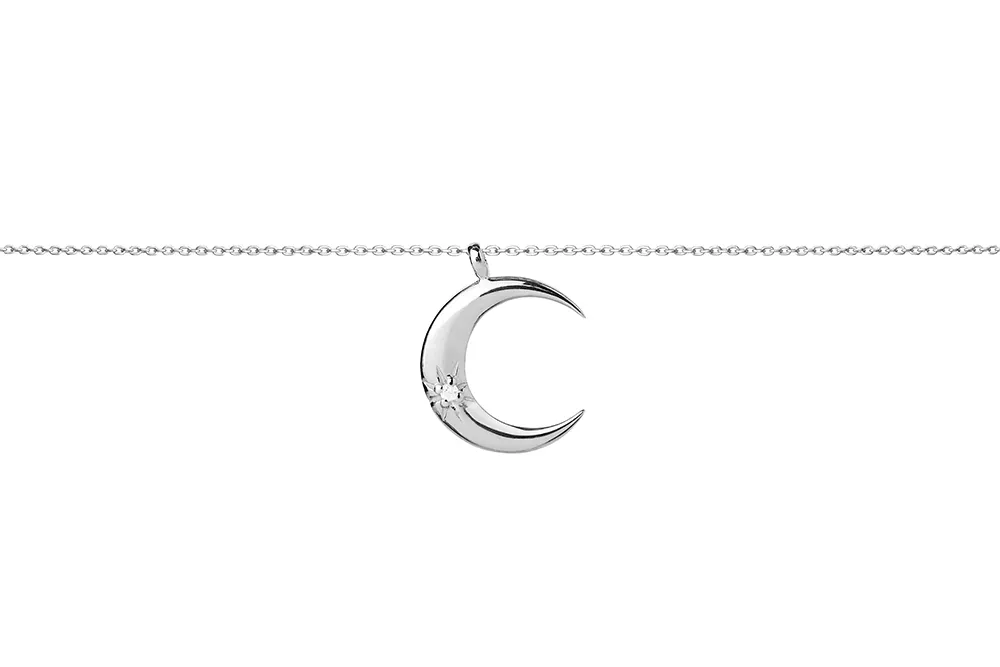 Collar Plata Luna Brillante