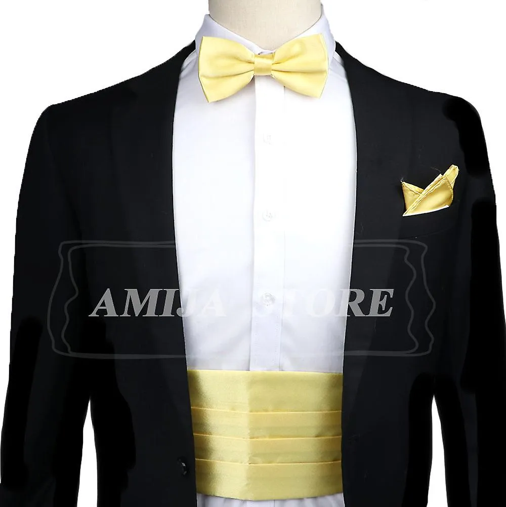 Colorful Mens Cummerbunds Bow Tie Set Square Black Red Waist Stamp For Formal Tuxedo Suit Wedding Dinner Party Accessories