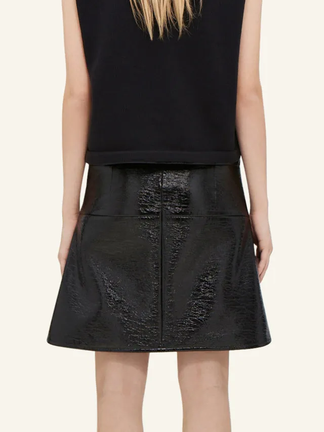 Courreges Women Mini Skirt Ellipse Vinyl Black