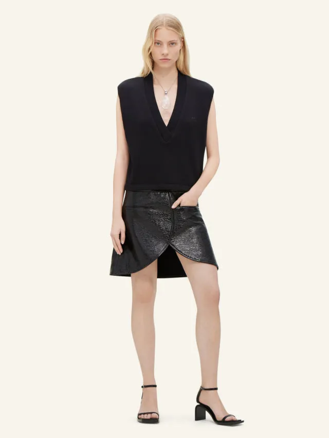 Courreges Women Mini Skirt Ellipse Vinyl Black