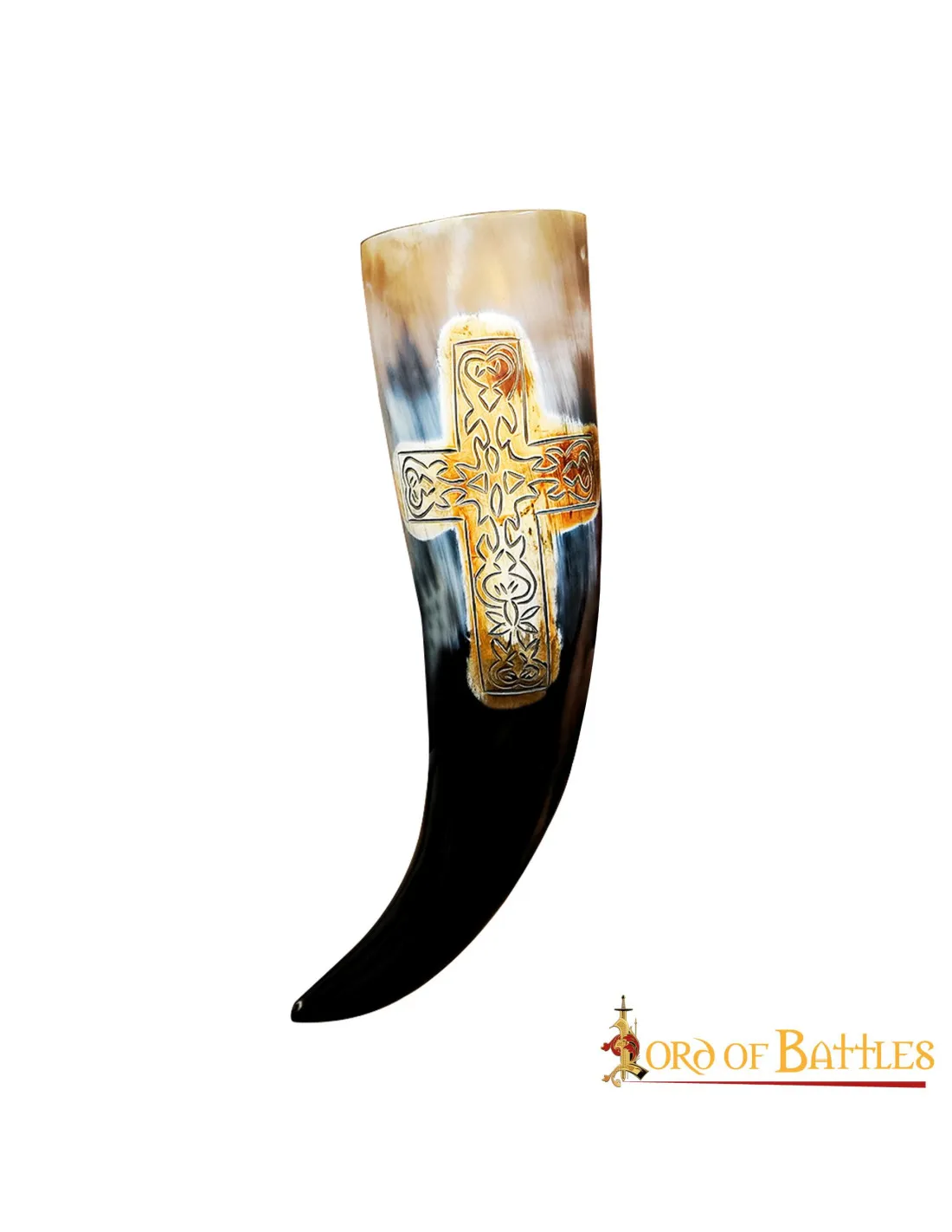 CUERNO VIKINGO CON CRUZ GRABADA, 400500 ML.