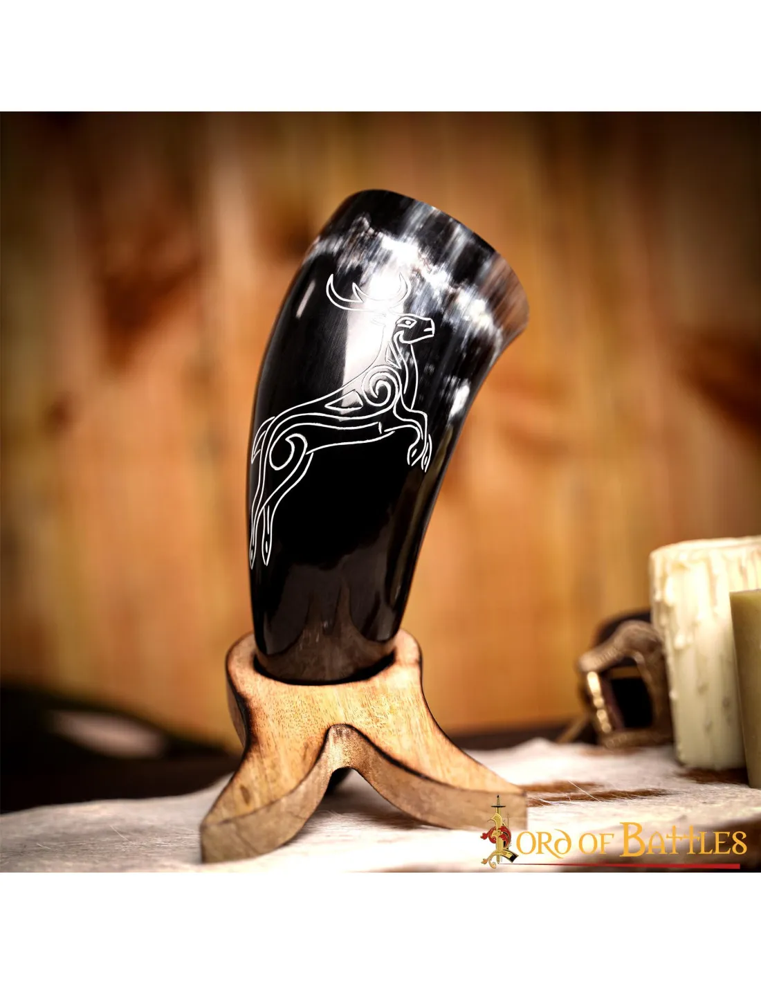 CUERNO VIKINGO CORZOS EN CUERNO DE BUEY (400500 ML.)