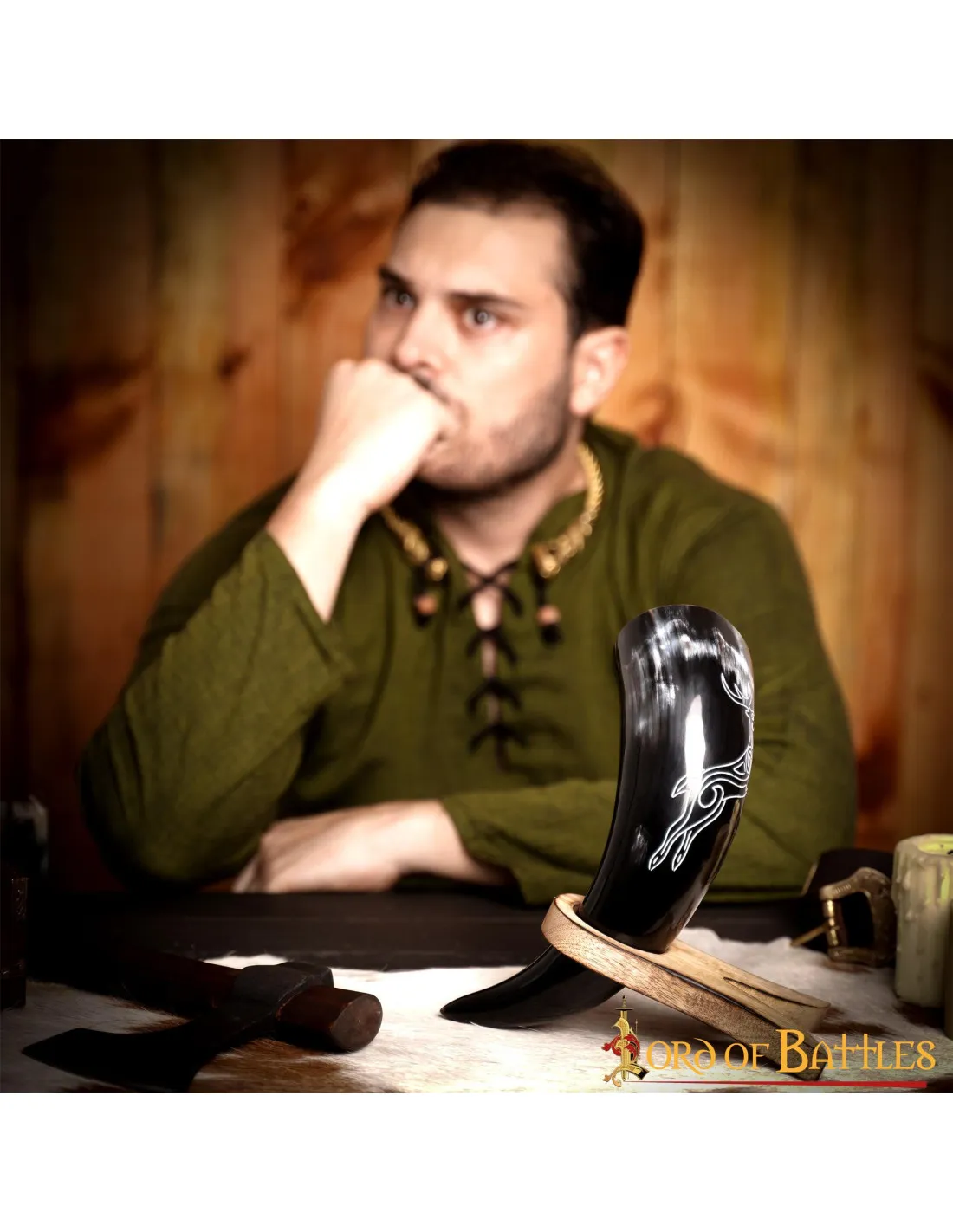 CUERNO VIKINGO CORZOS EN CUERNO DE BUEY (400500 ML.)