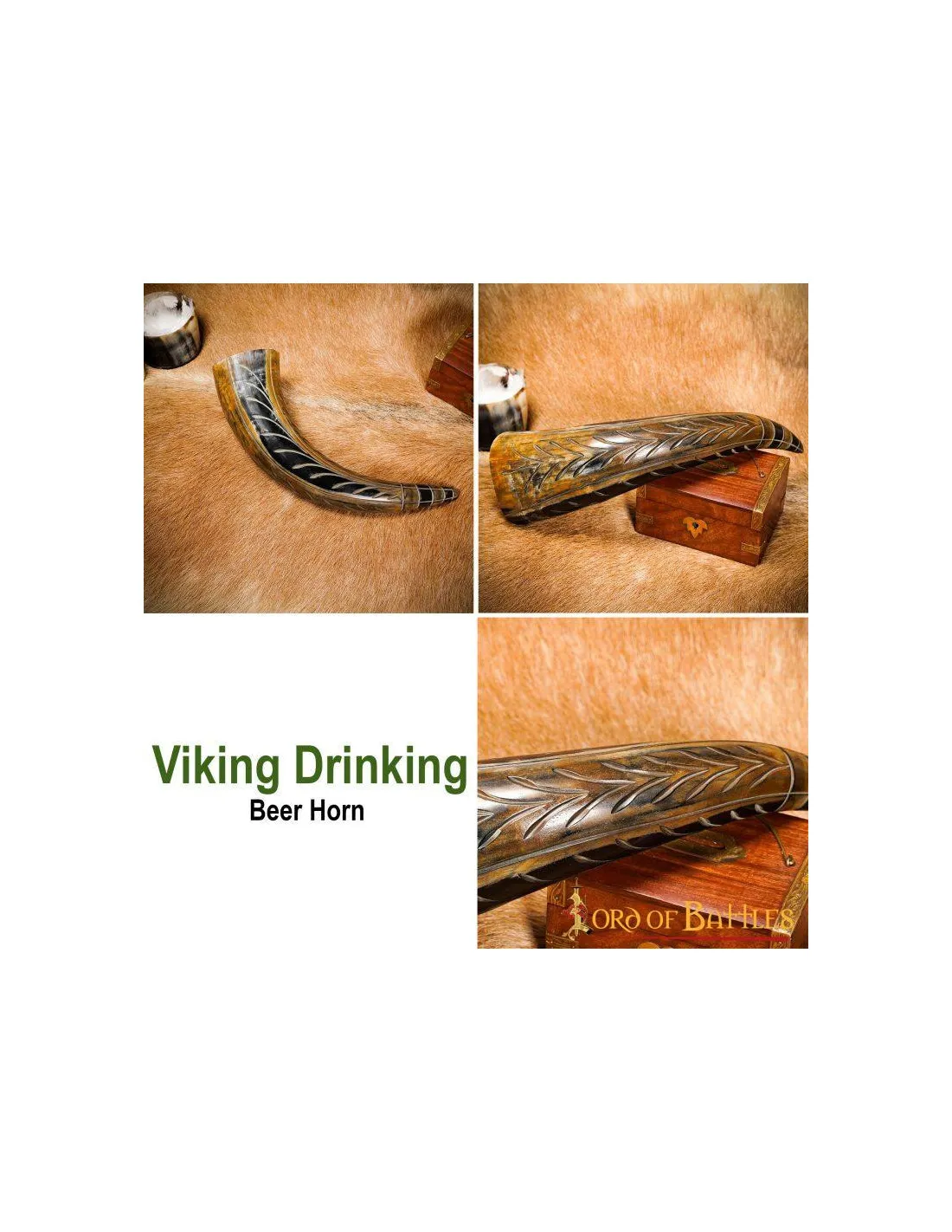 CUERNO VIKINGO PARA BEBER CON GRABADOS (400500 ML.)