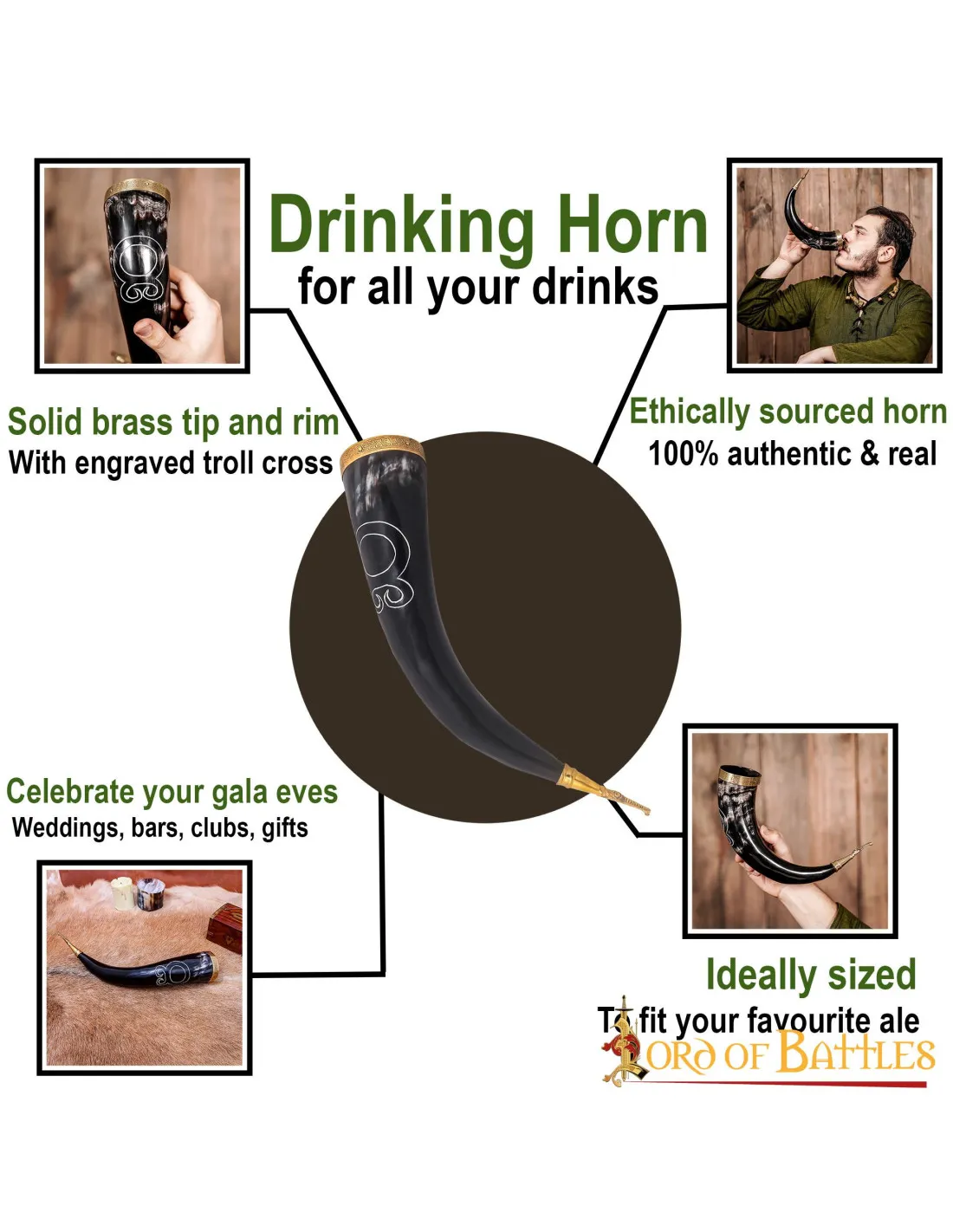 Cuerno vikingo para beber modelo Cruz Troll